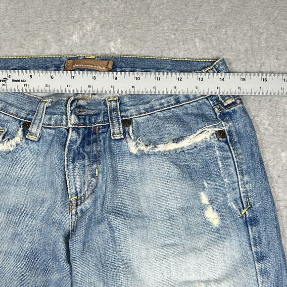 VTG Abercrombie & Fitch Jeans Womens 2S Blue Bootcut Destroyed Medium Wash Denim - Picture 6 of 14